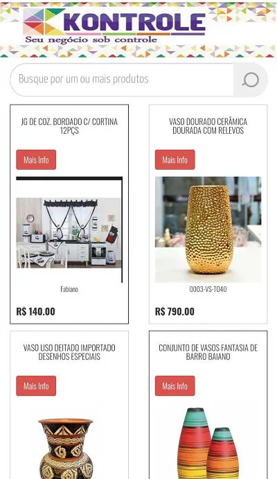 Loja de Pedidos On Line e Panfleto no App Kontrole